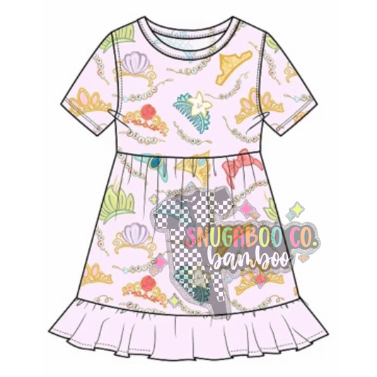Princess Crowns Twirl Dress W/Shorts